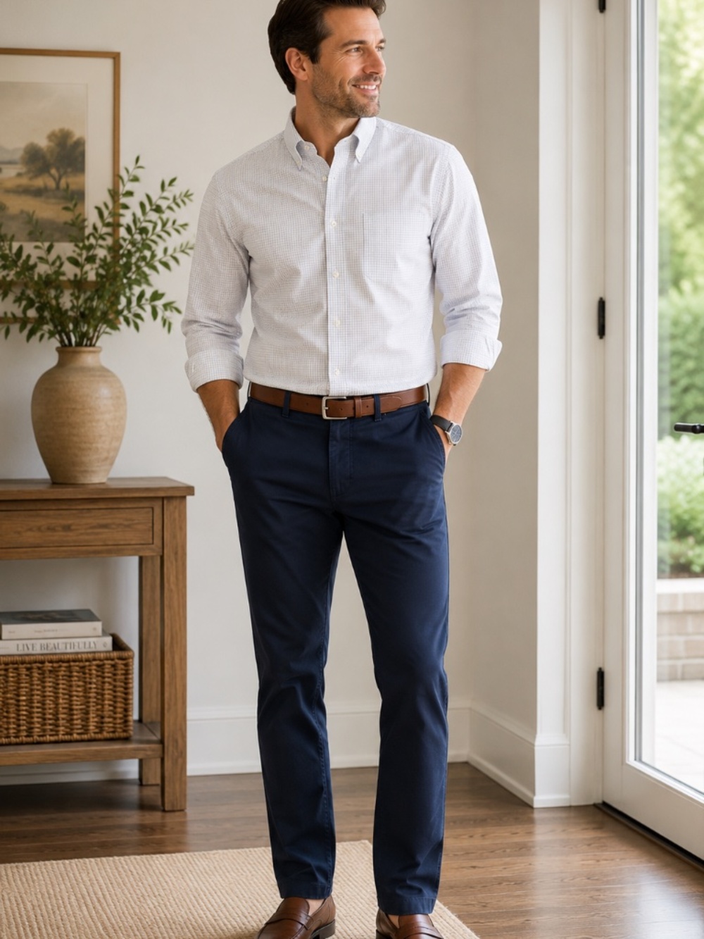 Bonobos Washed Chinos Pants Men's 35x30 Navy Straight Casual Cotton Preppy